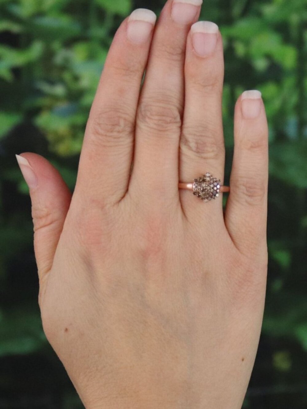 18k Rose Gold Over Sterling Silver .25ct Champagne Diamond Ring Size 8 - Picture 2 of 7